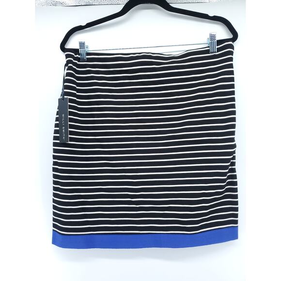 Willis Smith Dresses & Skirts - Willi Smith Modern Chic Pull On Stripe Bodycon Skirt Bright Blue Hem Stripe 10